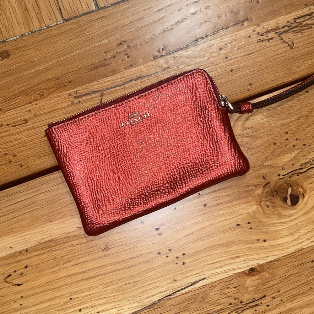 Coach red wristlet